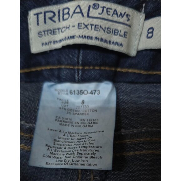 Tribal Jeans Stretch-Extensible Womens Sz 8 Mid Rise Dark Wash Denim Jeans 32x33 - Picture 11 of 12